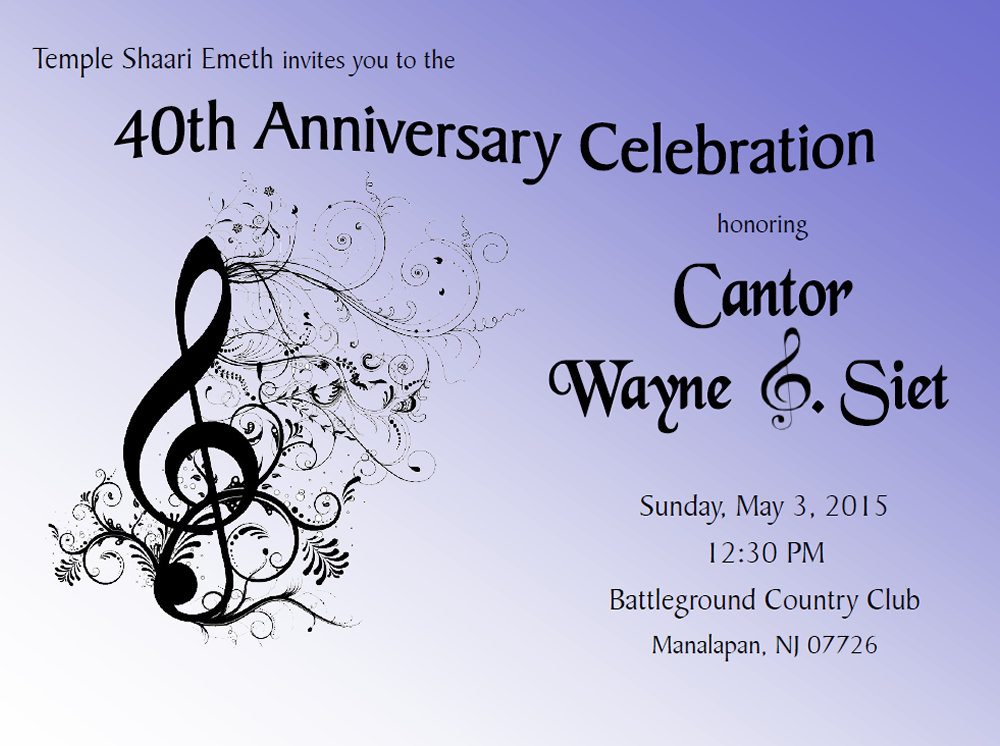 Invitation | Celebrating Canter Wayne S. Siet's 40th Anniversary At